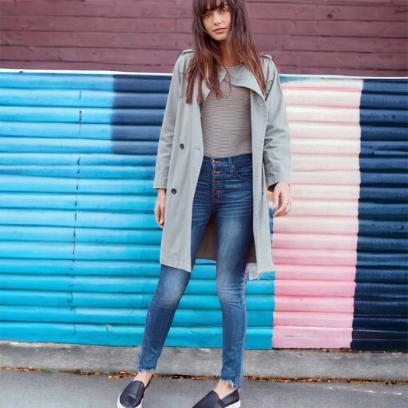 Marine Layer Kelly Belted Trench Coat Faded Sage/Olive Green Size Small - Picture 5 of 16